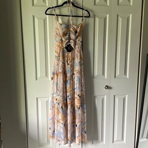 ASTR the label Brandy Floral Cinched Front Cutout Maxi Dress